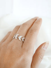 silver branch ring worn