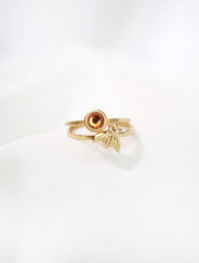 gold bee stacking ring set