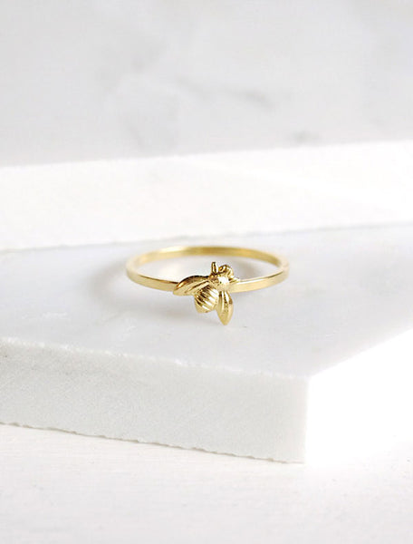 tiny bee stacking ring in gold