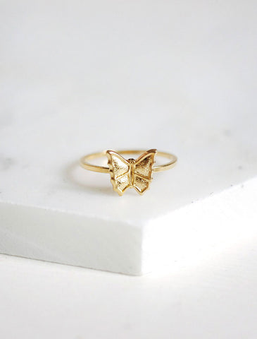 small gold butterfly ring
