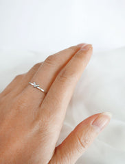 silver chevron ring worn