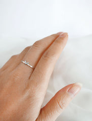 silver chevron ring worn