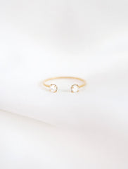 14k gold filled cuff ring with 2 faux diamond crystals