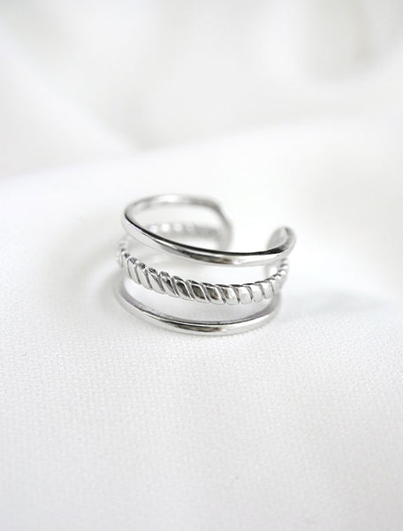silver dainty cage ring