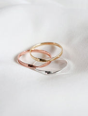 flat twisted rings in sterling, yellow gold vermeil and rose gold vermeil