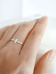 silver fleur de lis stacking ring worn