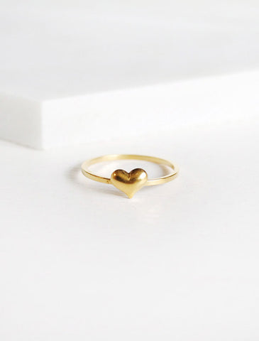 gold puffed heart ring