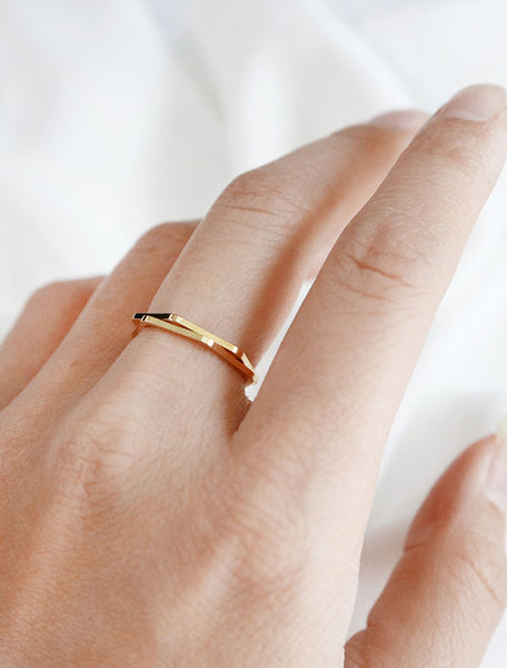 stacked set of 2 gold hexagon rings