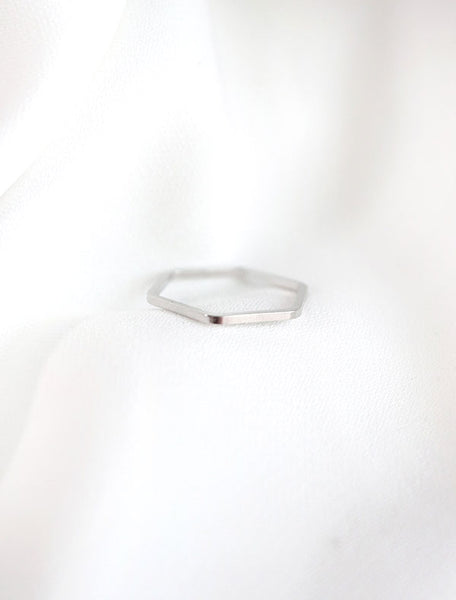 single silver hexagon band ring