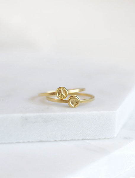 gold peace and love stacking ring set