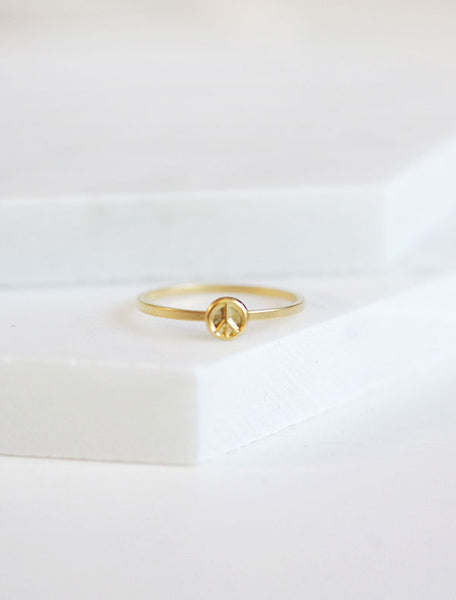 tiny gold peace sign ring
