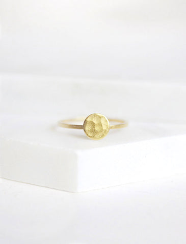 gold hammered disc ring