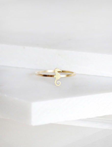 tiny gold seahorse ring