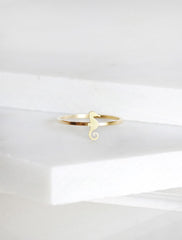 tiny gold seahorse ring