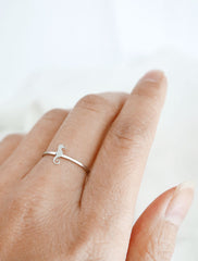 silver seahorse ring worn