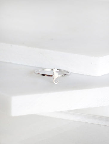 tiny silver seahorse ring