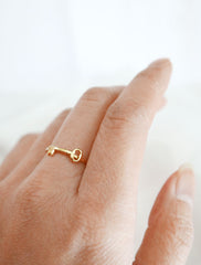 gold skeleton key ring worn