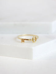 tiny gold skeleton key ring