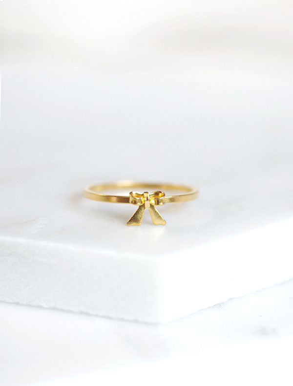 gold ribbon bow ring