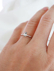 silver filled crystal teardrop ring modelled