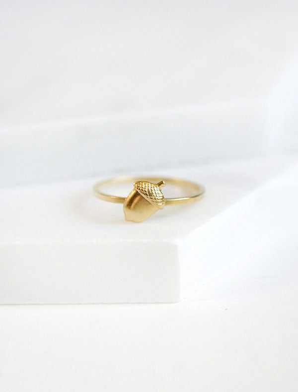 tiny gold acorn ring