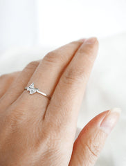 tiny silver butterfly stacking ring