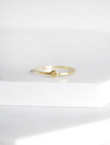 tiny gold circle disc ring