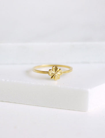 tiny gold clover stacking ring