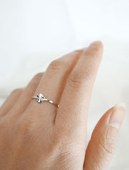 silver shamrock ring worn