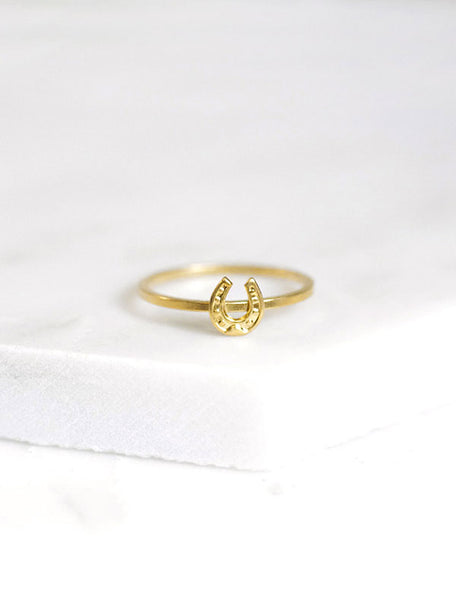 tiny gold horseshoe stacking ring