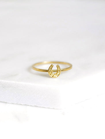 tiny gold horseshoe stacking ring