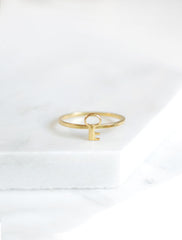 tiny gold key stacking ring