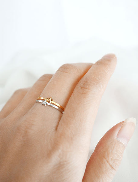gold and silver star stacking rings