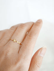 gold crescent moon ring worn