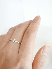 silver crescent moon ring worn