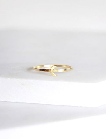 tiny gold moon stacking ring